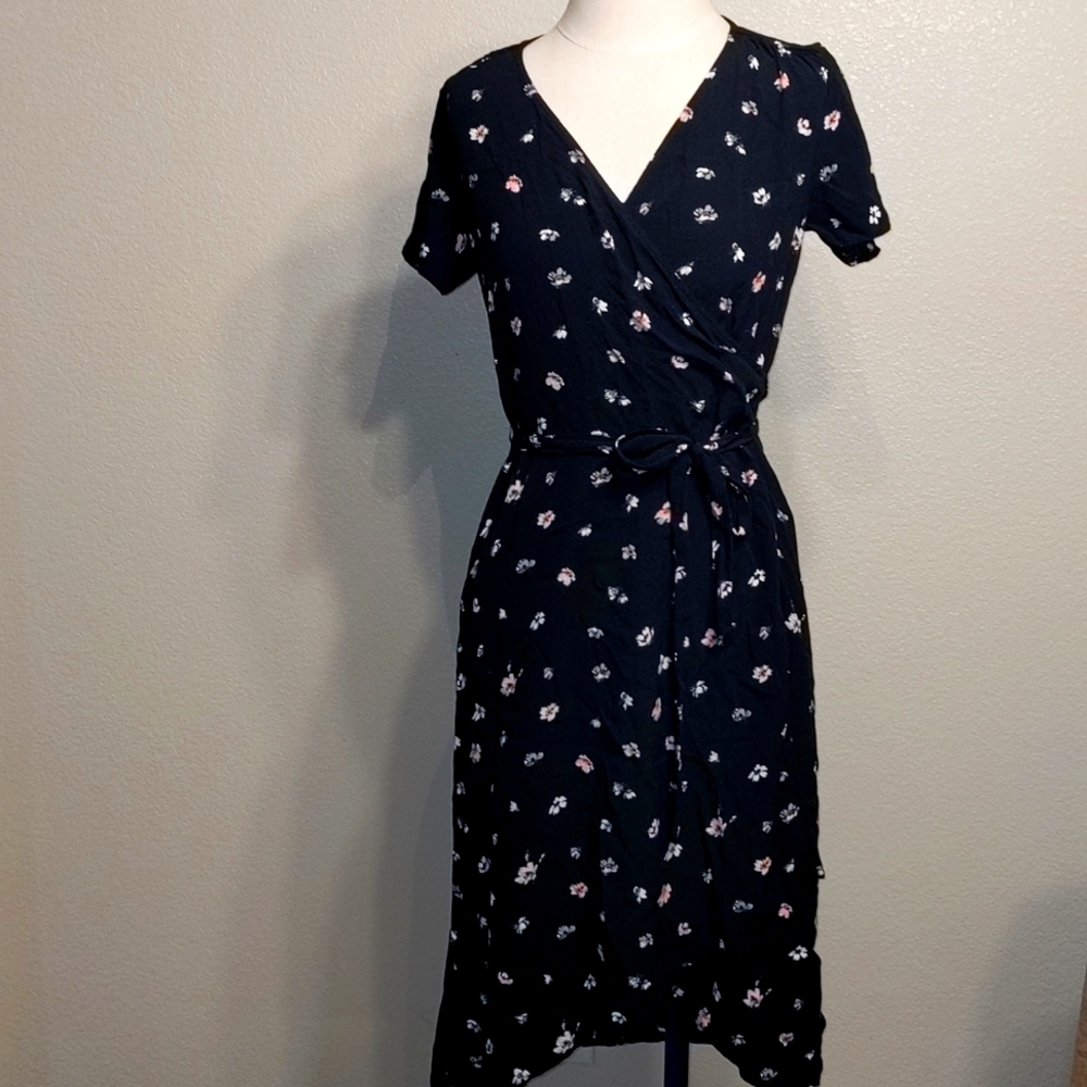 Floral midi wrap dress